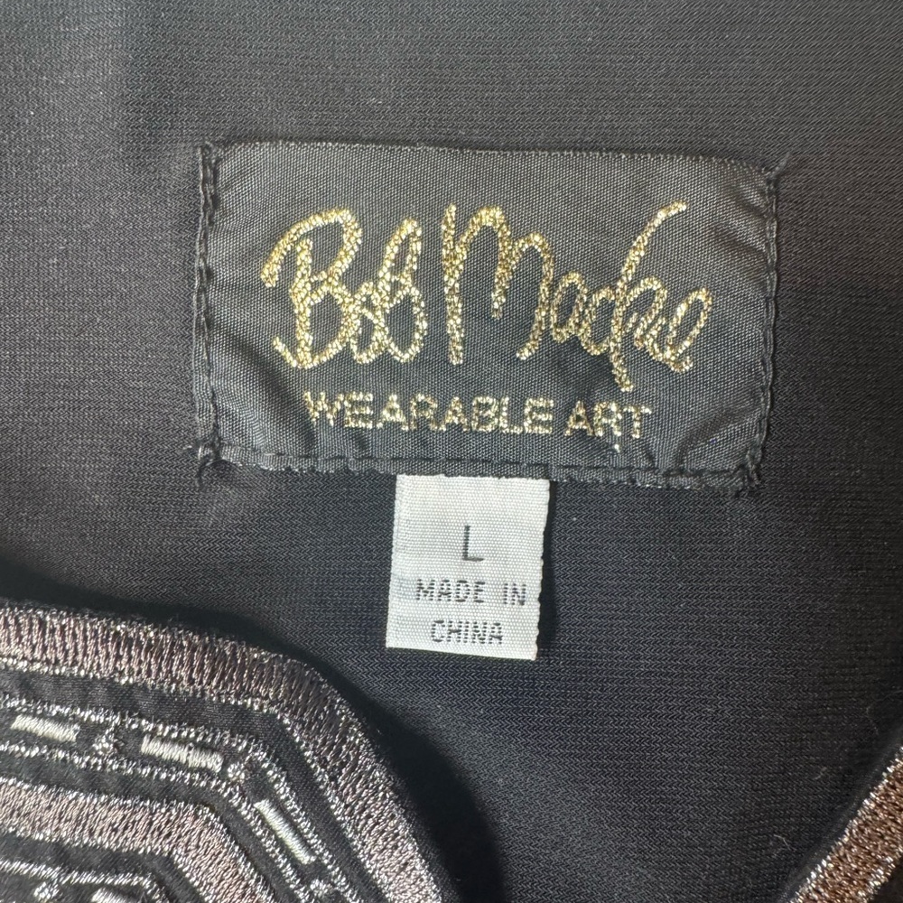 Bob Mackie Women’s Wearable Art Black/Silver Embroidered Size L 3/4 Sleeve Z82 - Picture 8 of 8